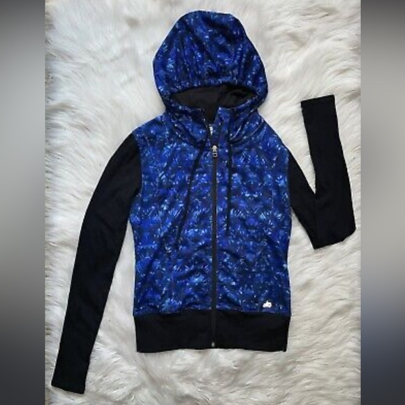 Alo yoga blue black printed flow hoodie S athletic activewear full zip winter - Picture 9 of 10